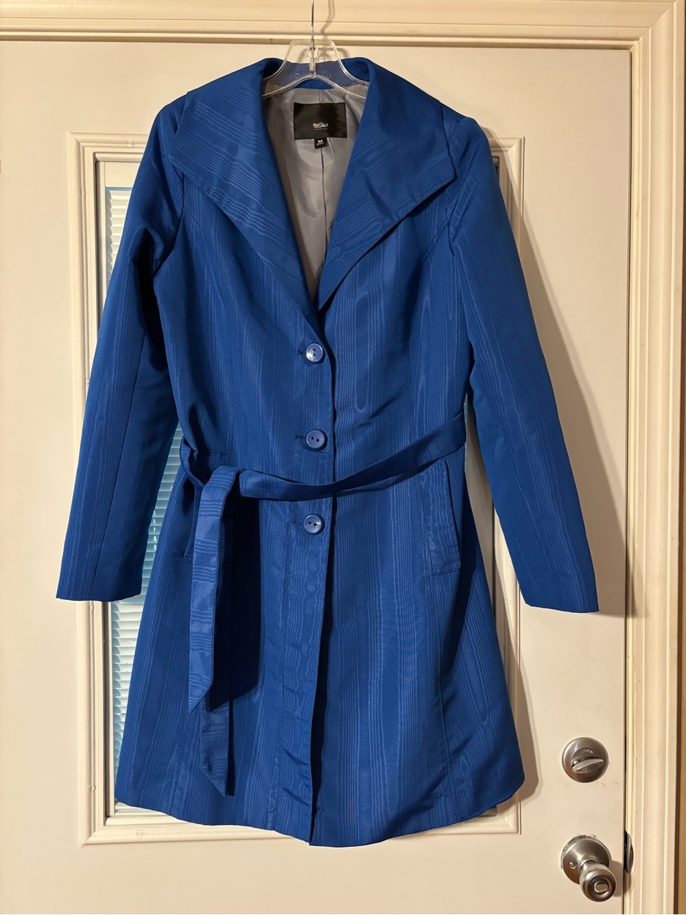 Mossimo Supply Co. Royal Blue Women's Trench Coat with Self Tie